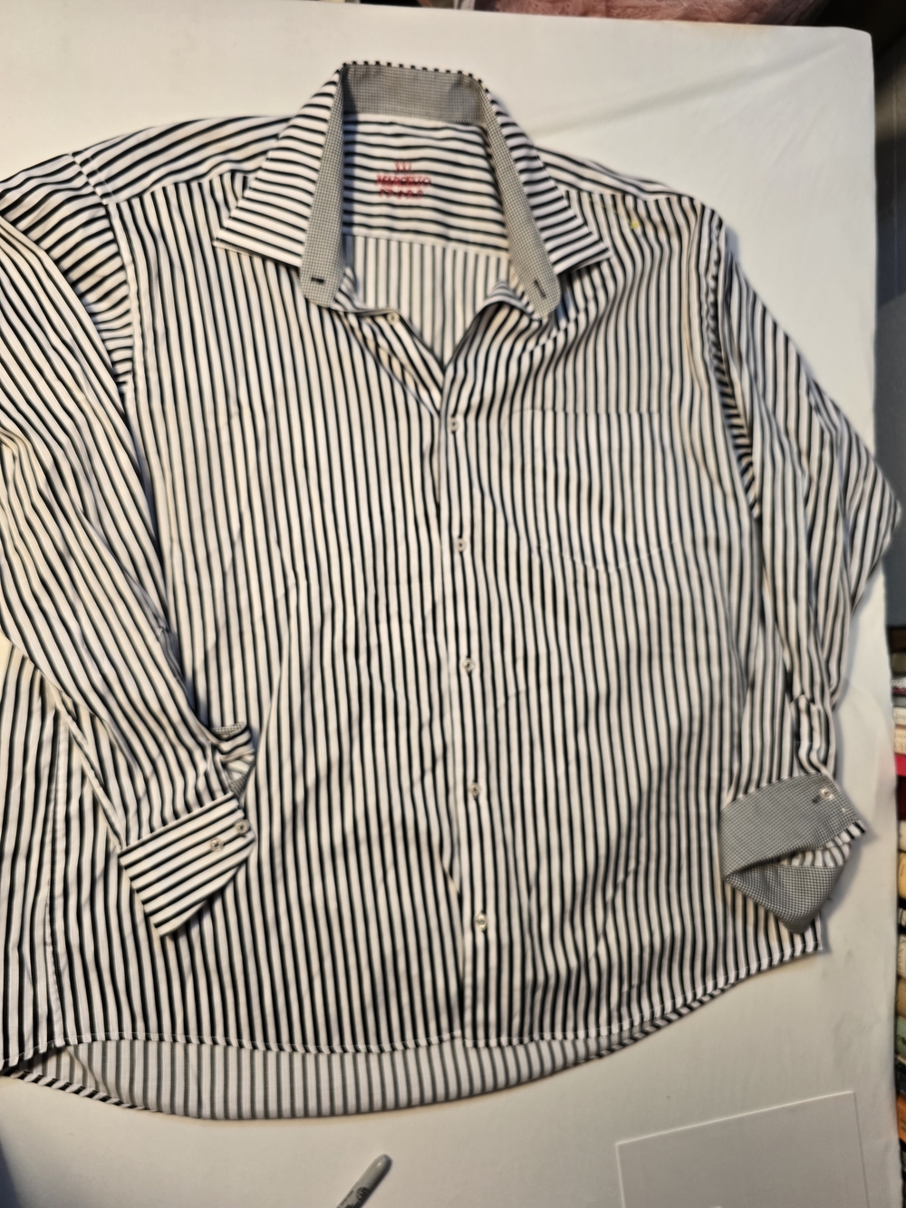 Marcello Men's Black & White Striped Button-Down Shirt - Casual Collared Shirt